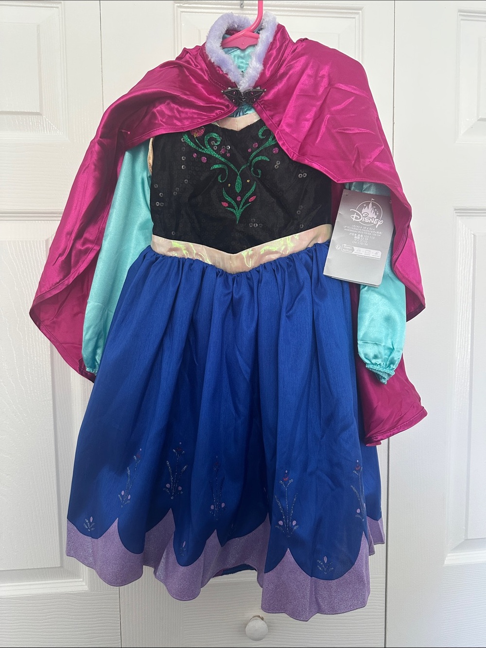 Anna, Frozen, Girls Pink, Blue & Teal Princess Dress with Cape